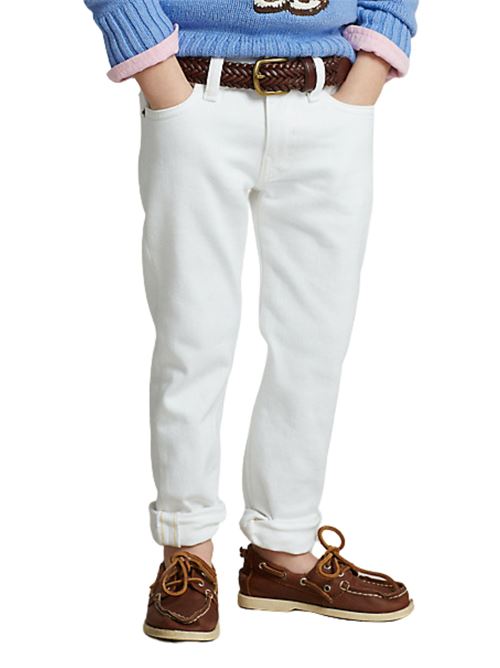 Jeans da Bambino bianco con etichetta sul taschino POLO RALPH LAUREN | 322832717005